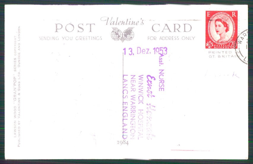 Artist Signed Lawson Wood Dressed Monkeys serie 1984 TEARED postcard TC3413 – retro