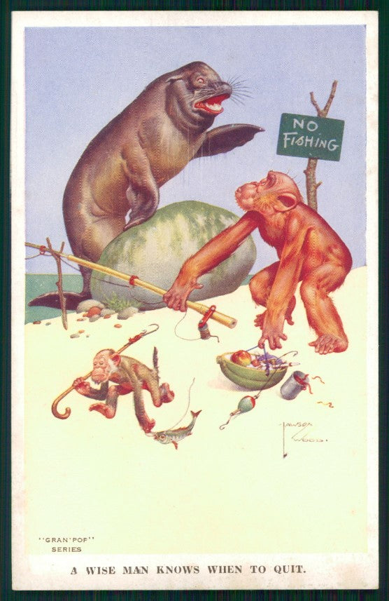 Artist Signed Lawson Wood Monkeys serie 1123 postcard TC3416 – fronte