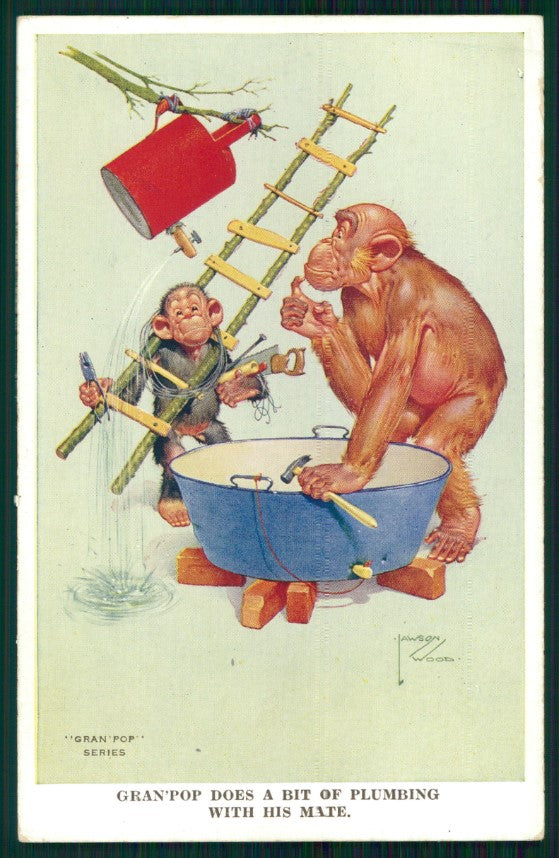 Artist Signed Lawson Wood Monkeys serie 3036 postcard TC3417 – fronte