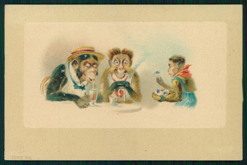 Art Nouveau Dressed Monkeys postcard TC3418 – fronte