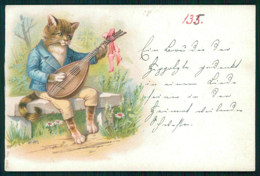 Gatto Dressed Cat Katze serie 7002 postcard TC3434 – fronte