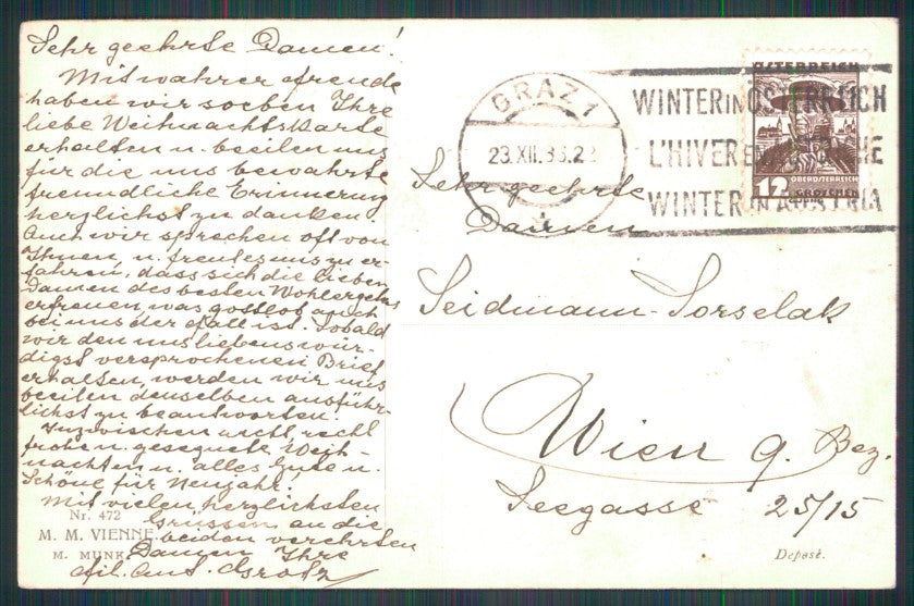 Artist Signed R. Ulreich Christmas M M Vienne 472 postcard TC3450 – retro