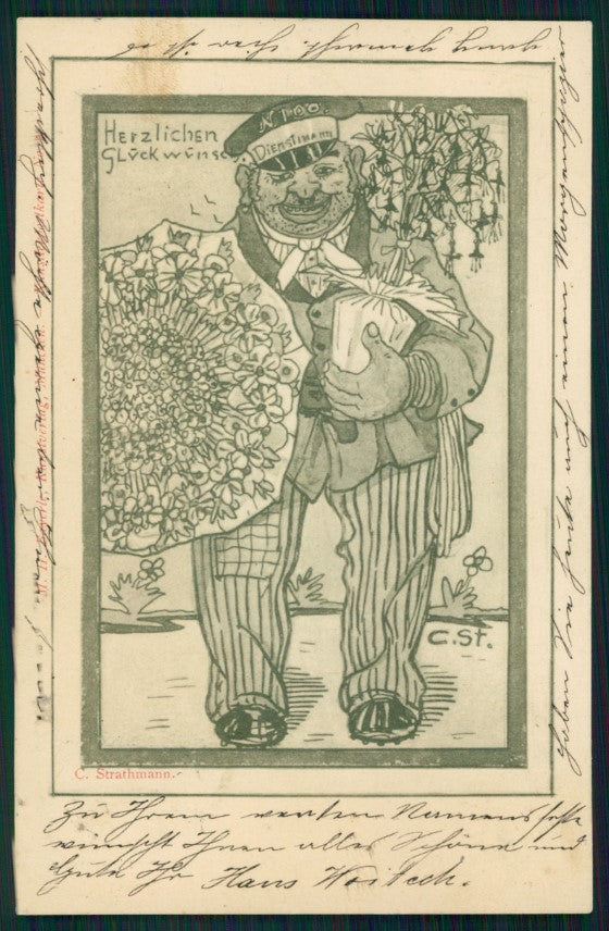 Artist Signed C. Strathmann Herzliche Grusse postcard TC3457 – fronte