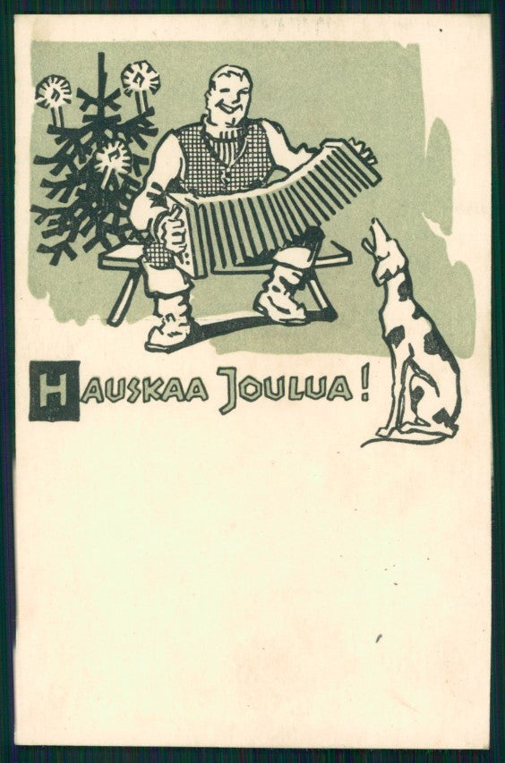 Hauskaa Joulua Christmas Finnish Greyhound dog postcard TC3464 – fronte
