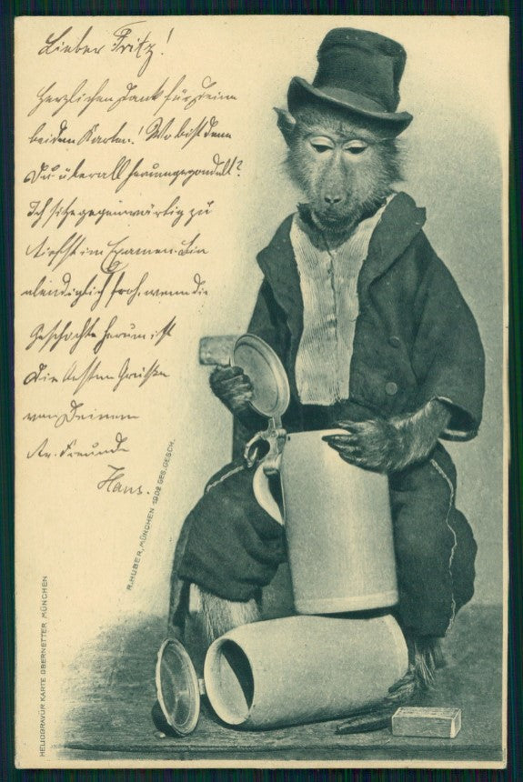 Dressed Monkey Beer postcard TC3466 – fronte