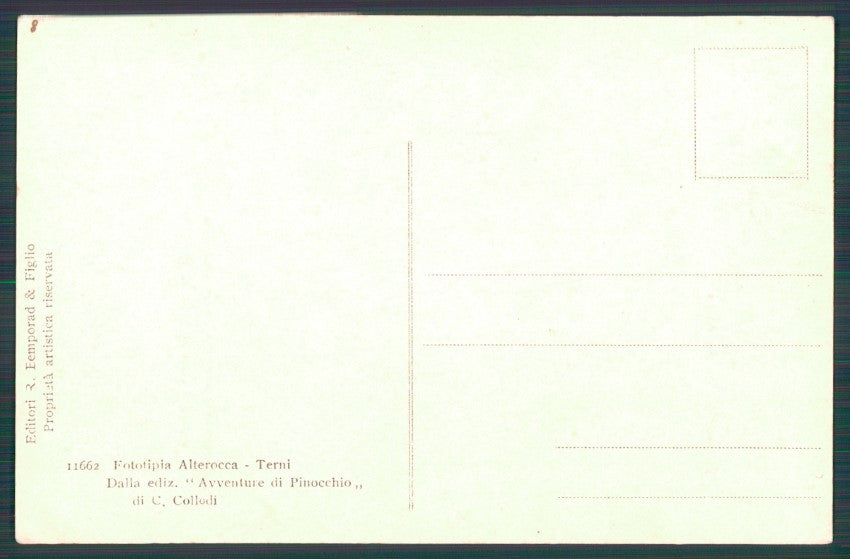 Artist Signed Attilio Mussino Pinocchio Collodi Alterocca postcard TC3479 – retro