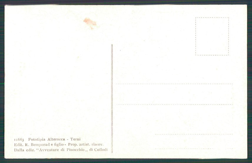 Artist Signed Attilio Mussino Pinocchio Collodi Alterocca postcard TC3480 – retro