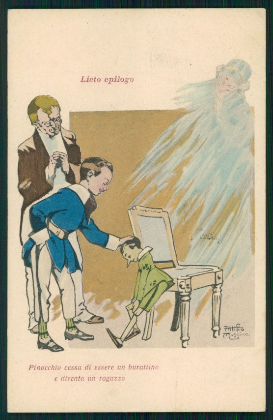 Artist Signed A. Mussino Pinocchio Collodi Alterocca CREASED postcard TC3482 – fronte