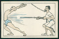 Artist Signed L. Wittig Men Im Herrenbad CREASED postcard TC3499 – fronte