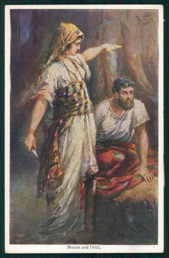 Judaica Simson und Delila Samson and Delilah serie 2509 postcard TC3510 – fronte