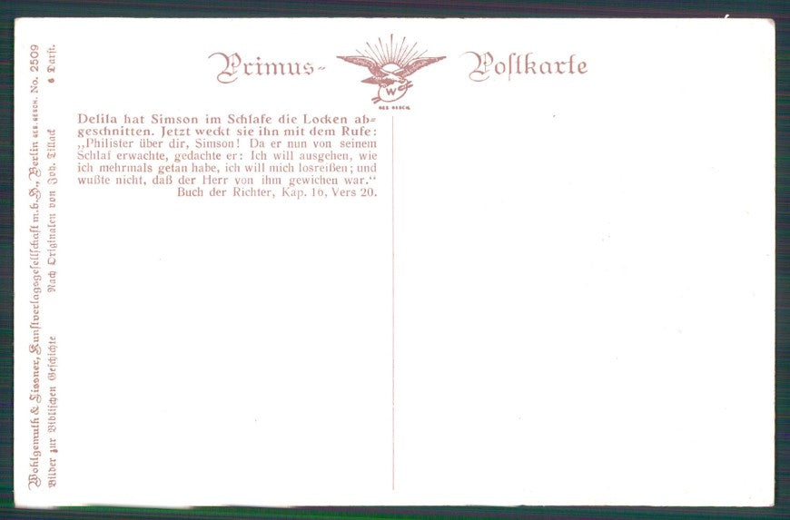 Judaica Simson und Delila Samson and Delilah serie 2509 postcard TC3510 – retro