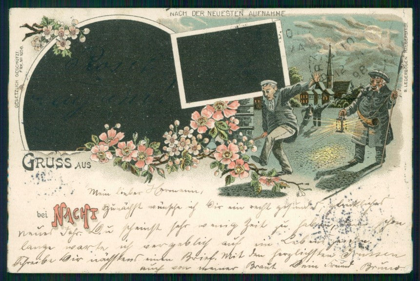 Gruss Bei Nacht serie 1056 TEARED postcard TC3517 – fronte