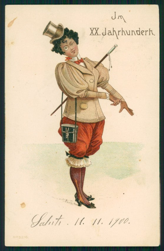 Jm XX Jahrhundert Century Glamour Woman serie 3216 postcard TC3541 – fronte
