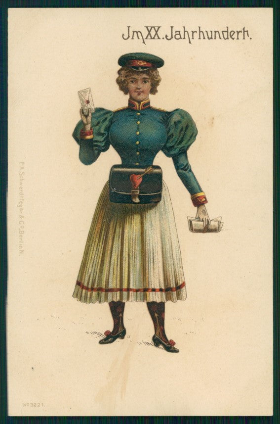 Jm XX Jahrhundert Century Glamour Woman serie 3221 postcard TC3542 – fronte