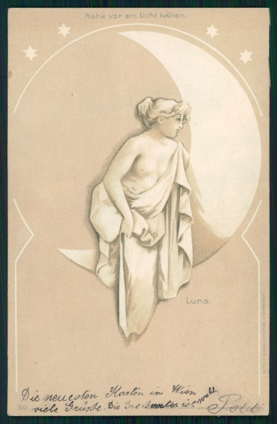 Hold to Light Controluce Paper Moon serie 205 postcard TC3547 – fronte