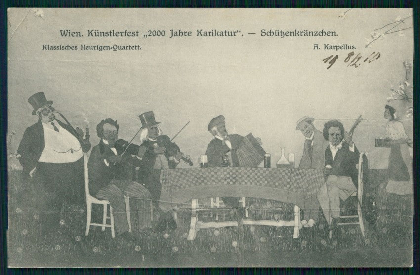 Artist Signed Karpellus Wien Kunstlerfest Karikatur Schützenkränzchen pc TC3556 – fronte