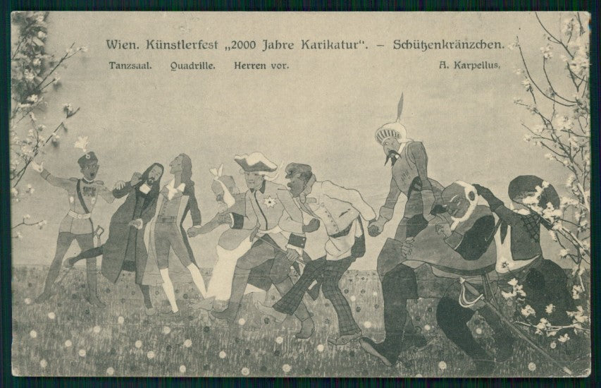 Artist Signed Karpellus Wien Kunstlerfest Karikatur Schützenkränzchen pc TC3557 – fronte