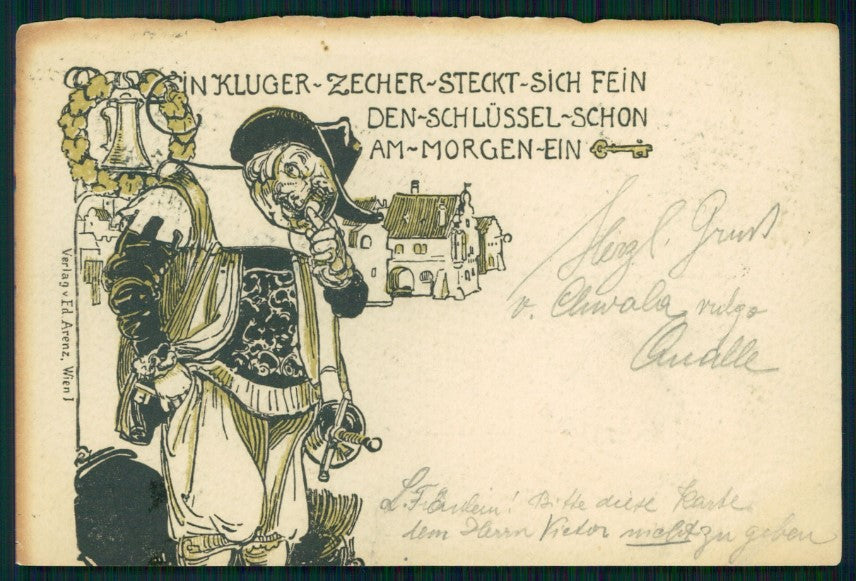 Proverbi Proverbs Spruch Trinken Drinker postcard TC3581 – fronte