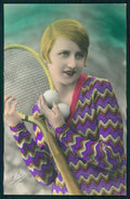 Glamour Lady Sport Tennis Lola serie 170 RPPC postcard TC3584 – fronte