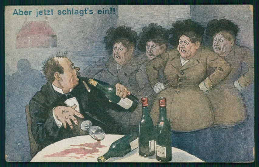 Artist Signed Schlemo Betrunkener Mann Drinker postcard TC3597 – fronte
