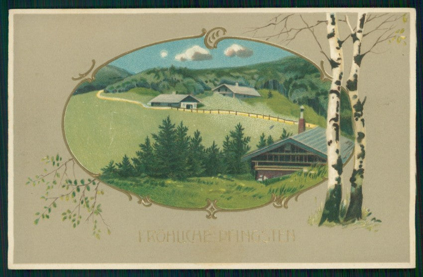 Pentecoste Pfingsten Spring Landscape Relief postcard TC3606 – fronte
