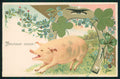 Maialino Pig Silk Four Leaf Clover serie 209 postcard TC3625 – fronte