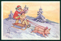 Children Winter Landscape Maialino Pig serie 389-4 postcard TC3628 – fronte