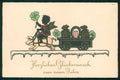Artist Signed E Wahle Silhouette Angel Pig Four Leaf Clover EASpostcard TC3629 – fronte