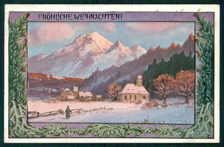 Artist Signed Splitgerber Christmas Winter Landscape postcard TC3635 – fronte