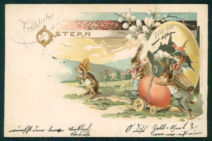 Pasqua Easter Ostern Dressed Rabbit Kaninchen postcard TC3674 – fronte