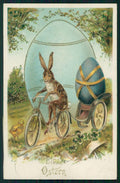 Pasqua Easter Ostern Rabbit Bicycle Egg Four Leaf Clover postcard TC3681 – fronte