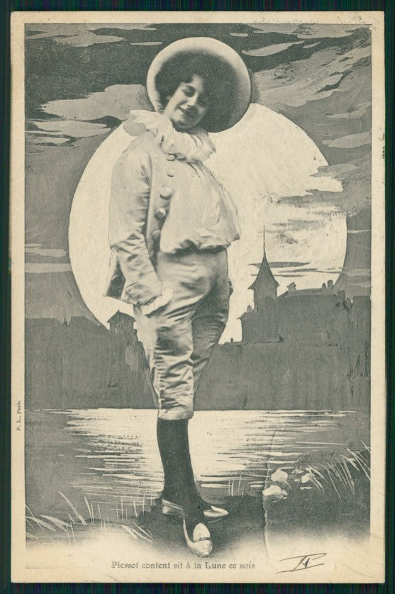 Paper Moon Lady Pierrot postcard TC3713 – fronte
