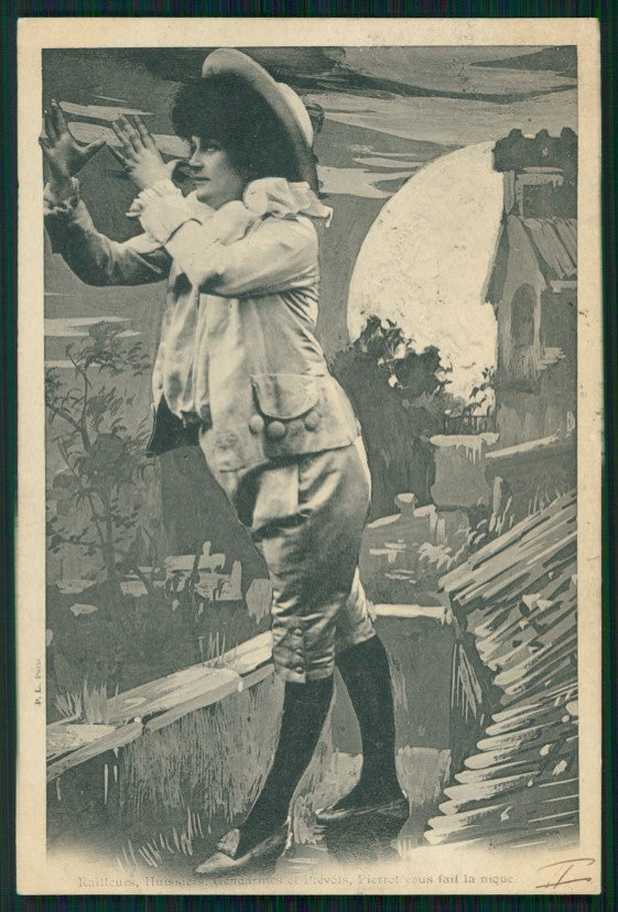 Paper Moon Lady Pierrot postcard TC3715 – fronte