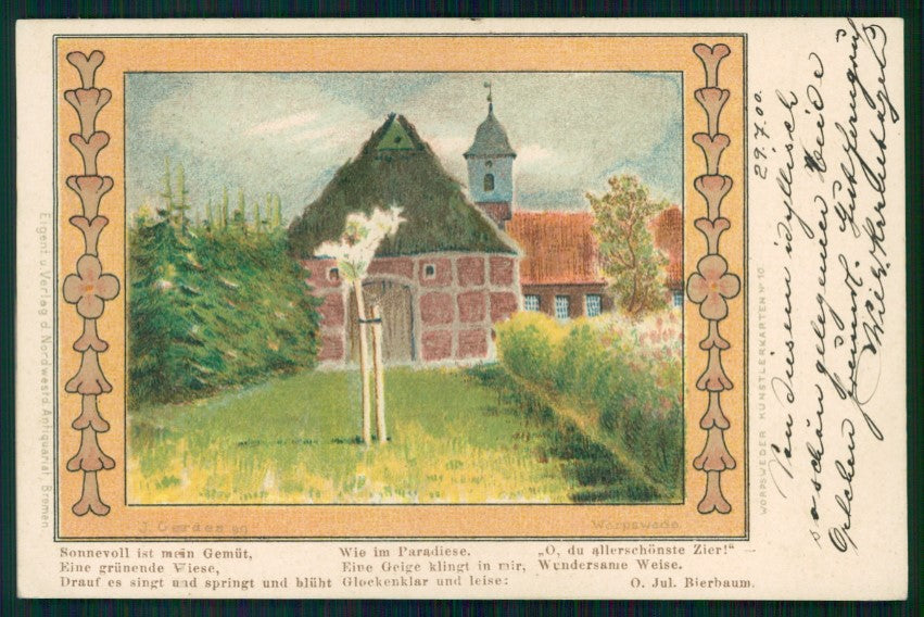 Artist Signed J. Gerdes Landscape Architecture Architektur postcard TC3719 – fronte