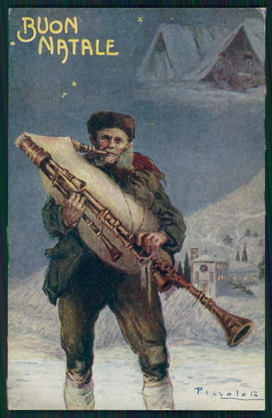 Artist Signed Pizzolato Natale Zampogna Zampognaro Propaganda WW1 pc TC3747 – fronte