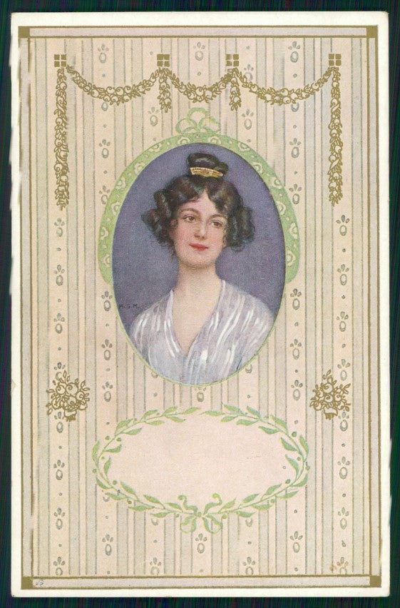 Viennoise Glamour Fashion Lady M M Vienne serie 348 postcard TC3764 – fronte