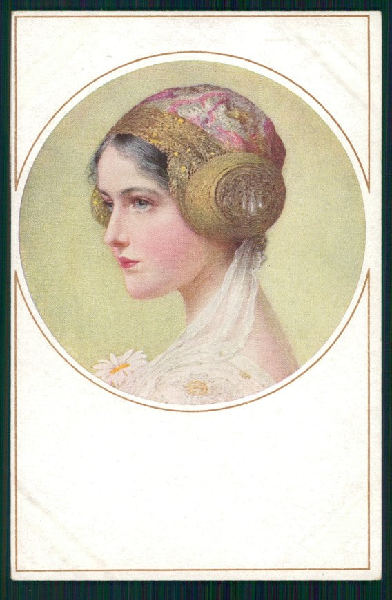 Viennoise Glamour Fashion Lady M M Vienne serie 915 postcard TC3767 – fronte