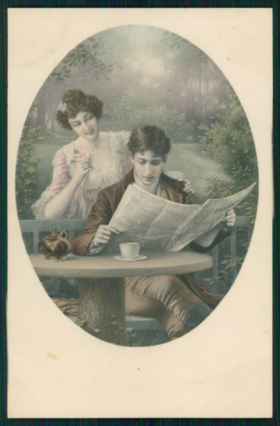Viennoise Romantic Couple M M Vienne serie 644 postcard TC3782 – fronte