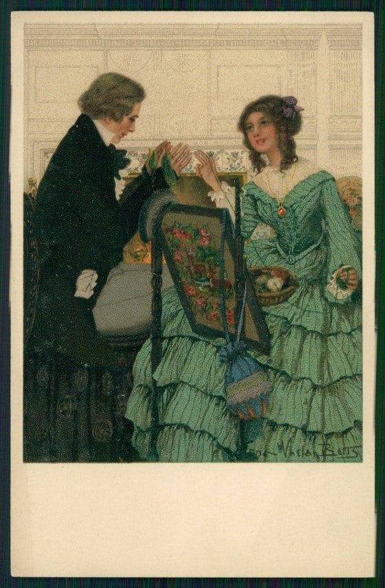 Ethel Franklin Betts Romantic Couple M M Vienne serie 291 postcard TC3797 – fronte