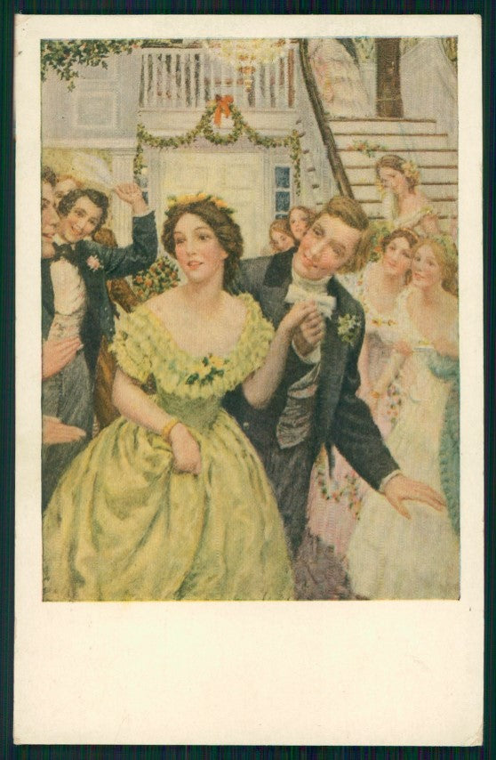 Viennoise Romantic Couple M M Vienne serie 525 postcard TC3813 – fronte