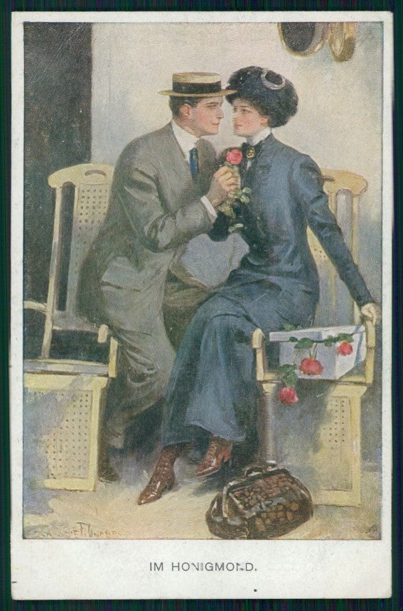 Viennoise Clarence Underwood Romantic Couple M M Vienne 834 postcard TC3817 – fronte