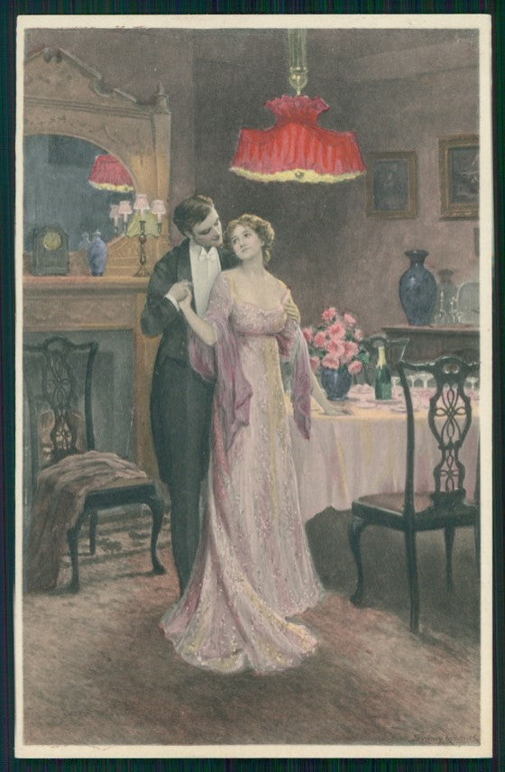 Viennoise Sydney Kendrick Romantic Couple M M Vienne 721 postcard TC3826 – fronte