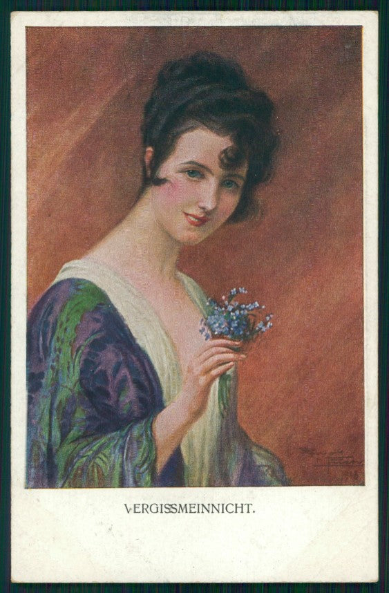 Viennoise Glamour Fashion Lady M M Vienne serie 1211 postcard TC3840 – fronte