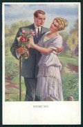 Viennoise Romantic Couple M M Vienne serie 1128 postcard TC3843 – fronte