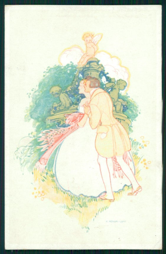 Viennoise H. Ruker Lott Romantic Couple M M Vienne serie 1377 postcard TC3844 – fronte