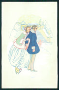 Viennoise H. Ruker Lott Romantic Couple M M Vienne serie 1377 postcard TC3845 – fronte