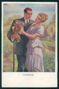 Viennoise Romantic Couple M M Vienne serie 1128 postcard TC3849 – fronte