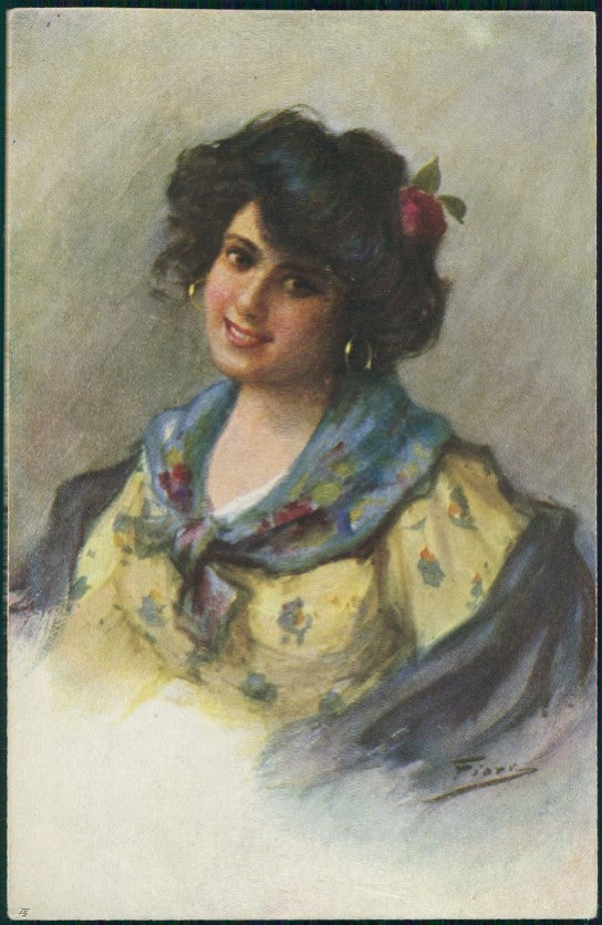 Viennoise Glamour Fashion Lady M M Vienne serie 612 postcard TC3851 – fronte