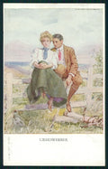 Viennoise Romantic Couple Golf M M Vienne serie 1125 postcard TC3852 – fronte