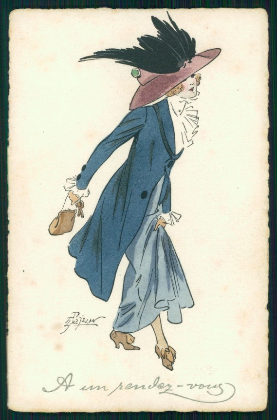 Viennoise Prejelan Glamour Fashion Lady M M Vienne serie 480 postcard TC3855 – fronte